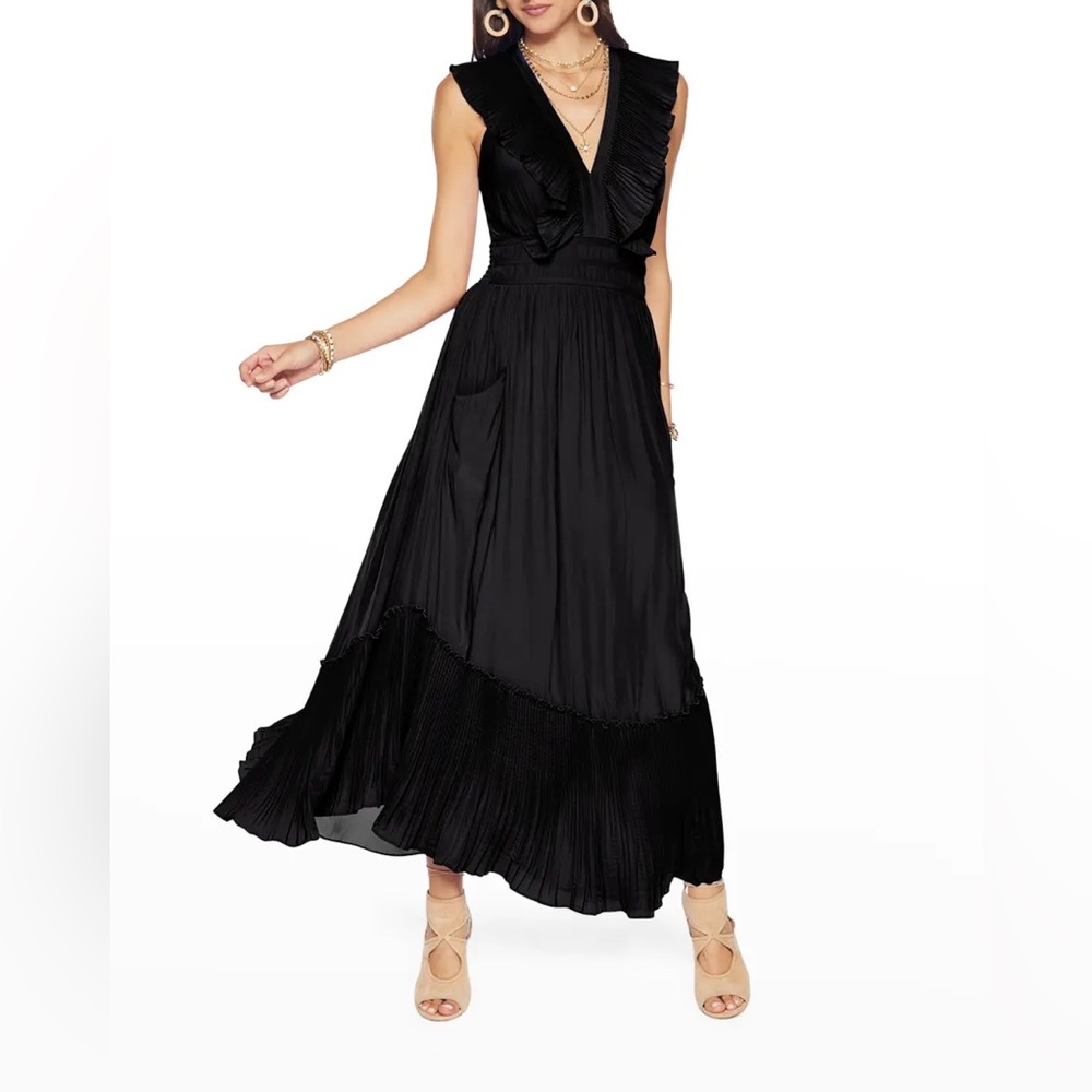 Ramy Brook Camden Smocked Dress Black XS
